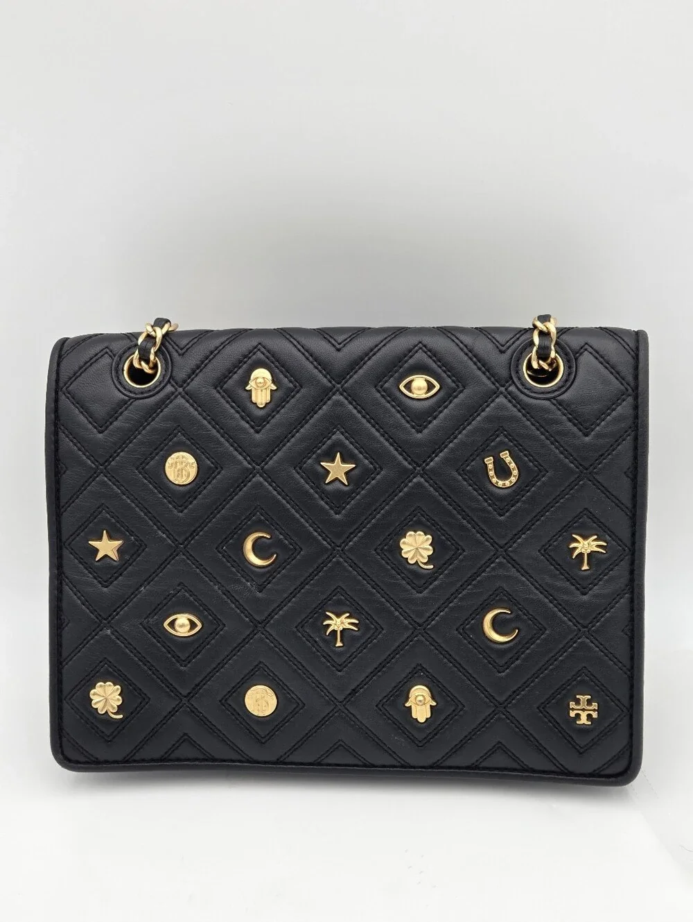 Tory Burch Fleming Farida Charm Bag In Black